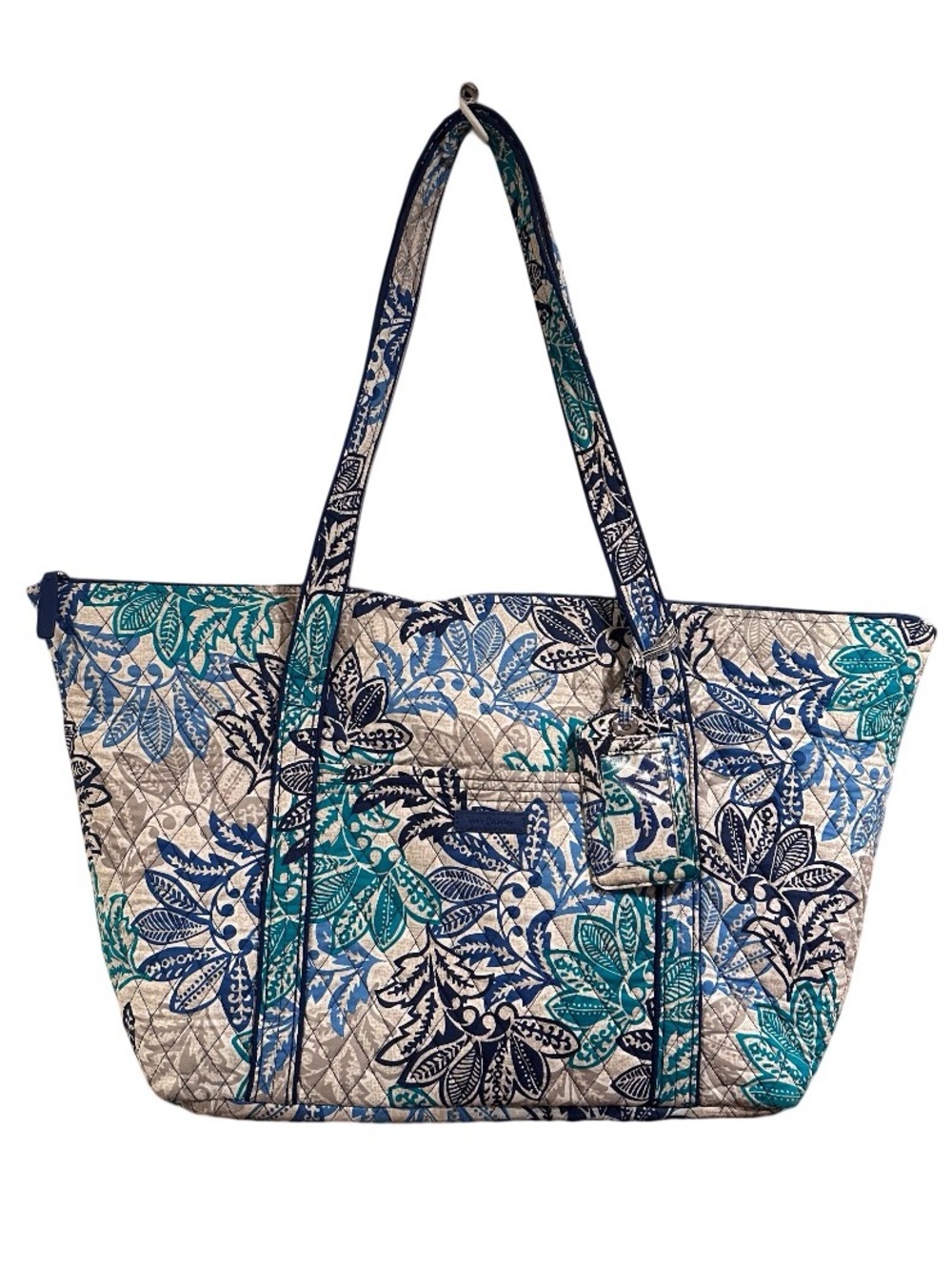 2pc Vera Bradley Miller Bag in "Santiago" Blue Teal Floral & Luggage Tag Set - Picture 16 of 16
